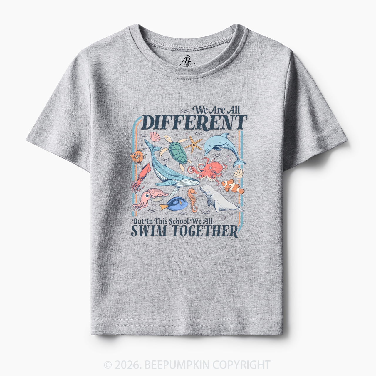 Ocean Animals We Are All Different Swim Together Toddler&Kid's Tees