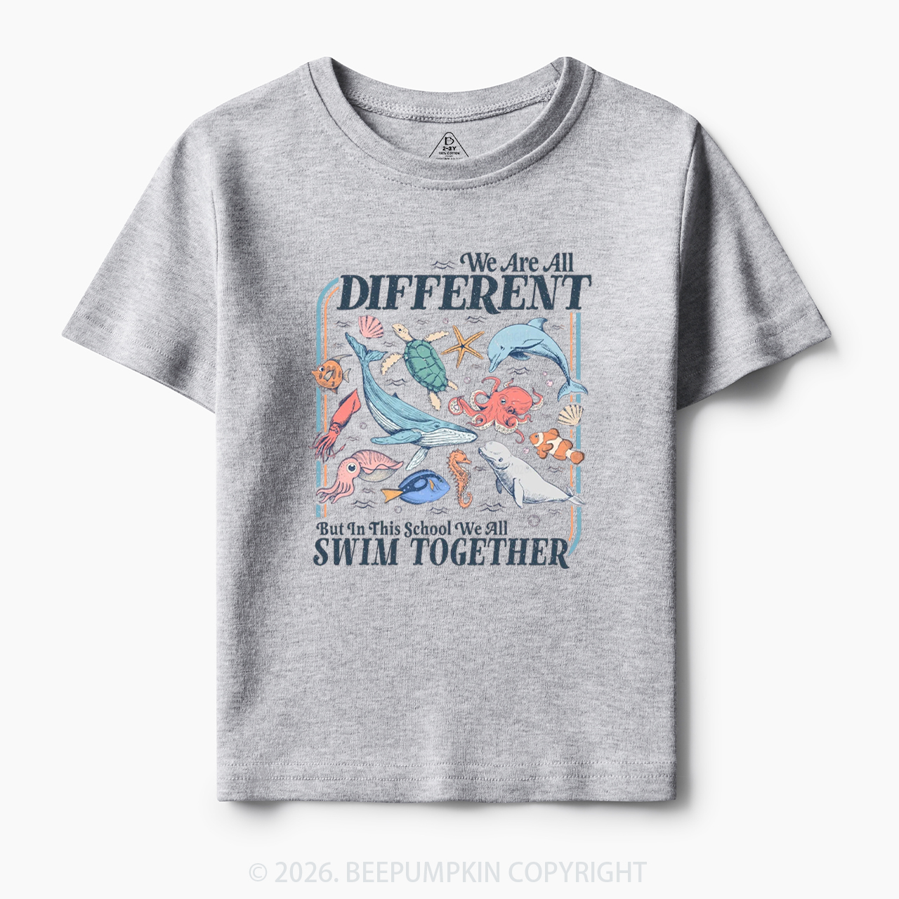 Ocean Animals We Are All Different Swim Together Toddler&Kid's Tees