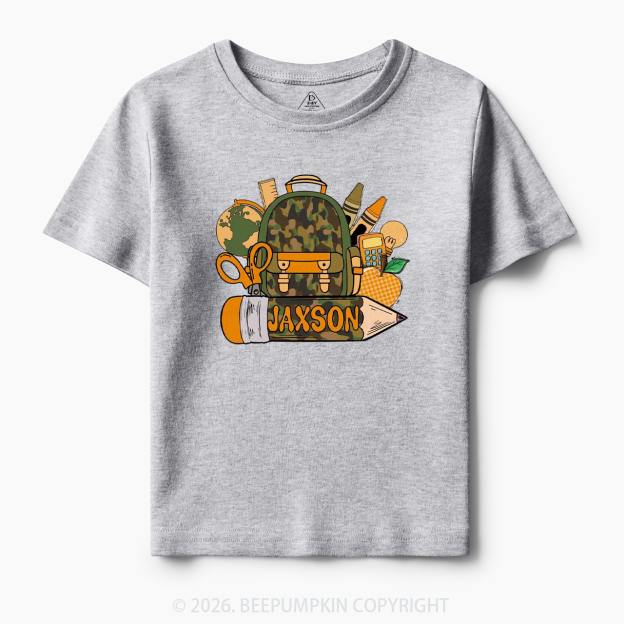 Personalized Camo Backpack Pencil Name Toddler&Kid's Tees