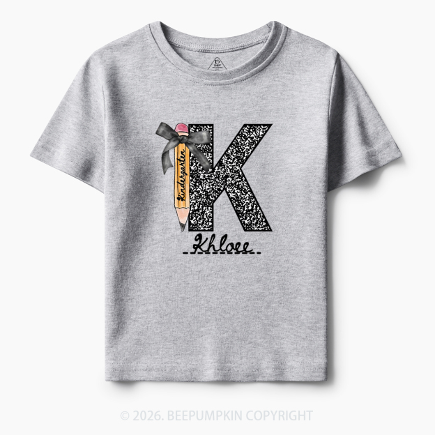 Personalized Grade&Name Monogram Pencil Bow Toddler&Kid's Tees