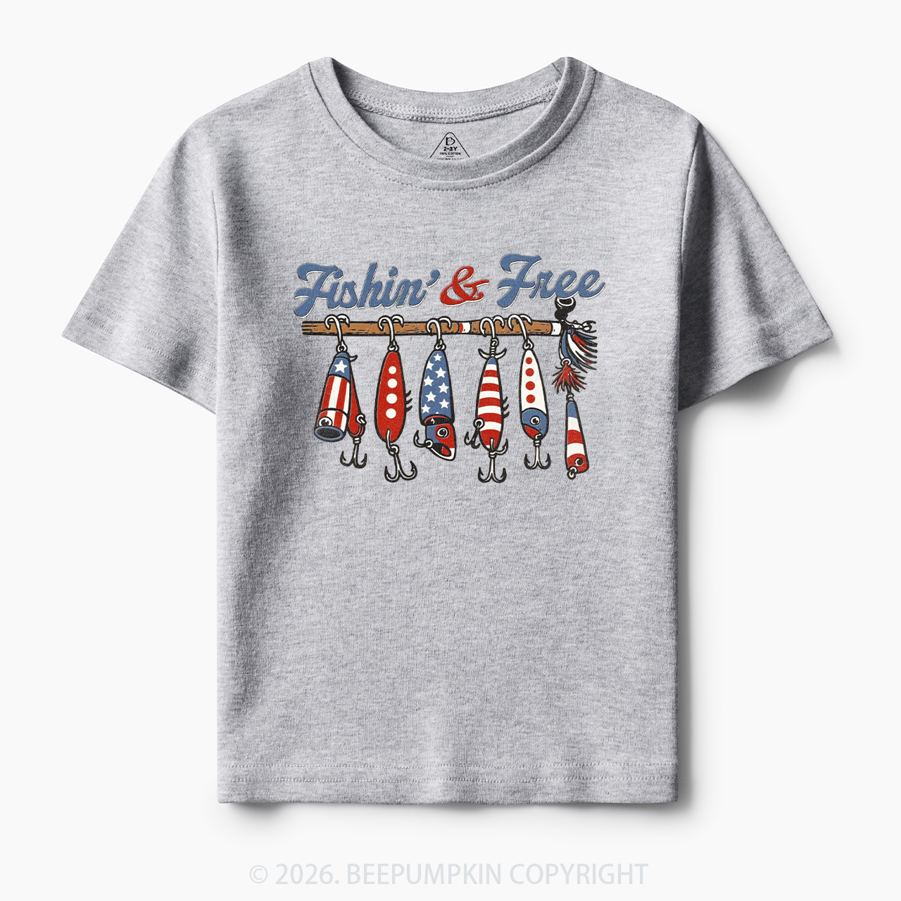 Fishin And Free Lure 4th Of July Toddler&Kid's Tees