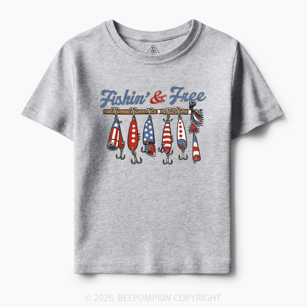Fishin And Free Lure 4th Of July Toddler&Kid's Tees
