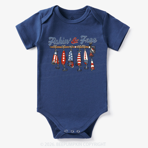Fishin And Free Lure 4th Of July Bodysuit