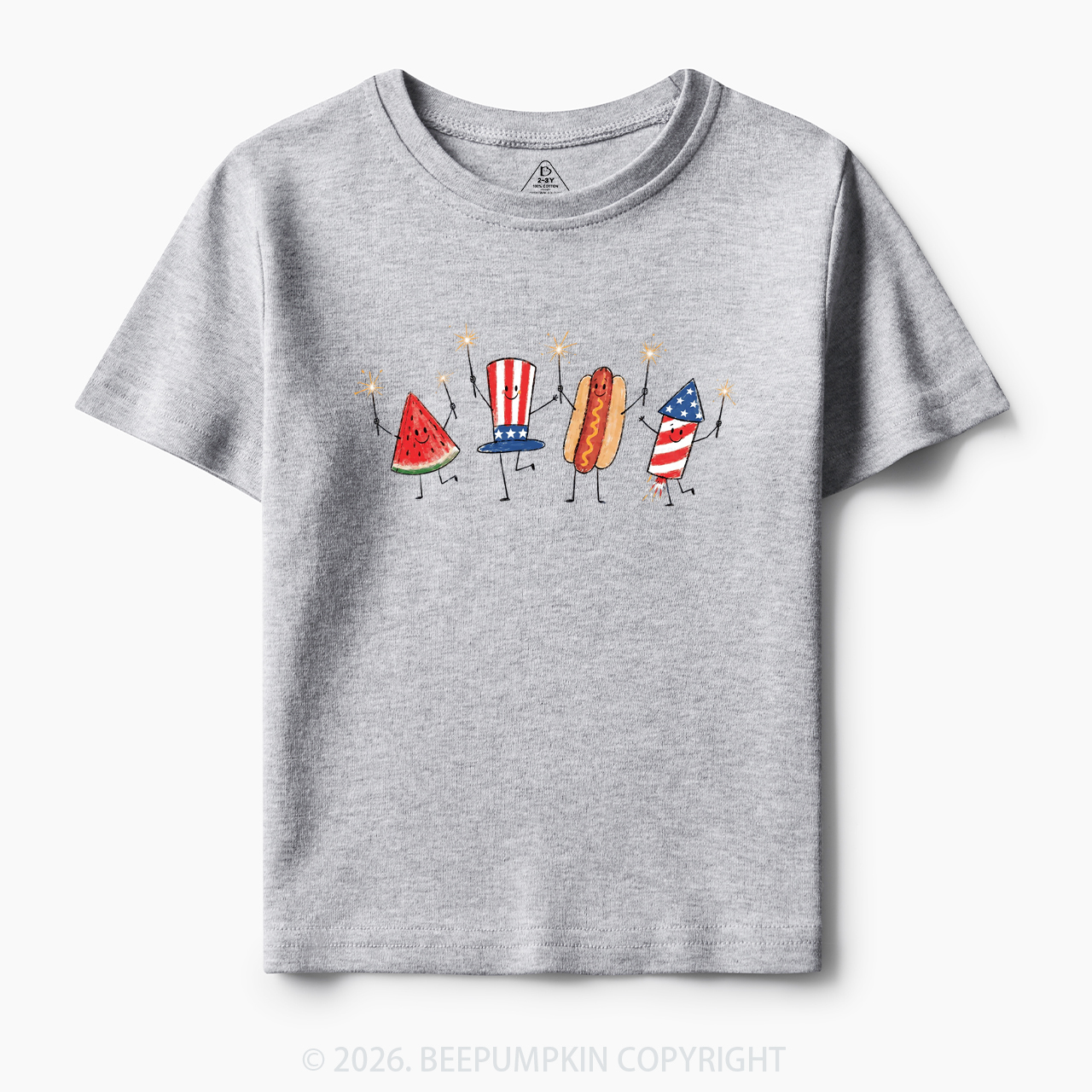 Patriotic Watermelon Hotdog Firework American Toddler&Kid's Tees