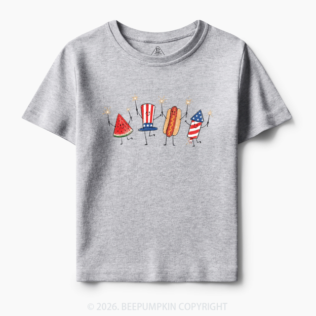 Patriotic Watermelon Hotdog Firework American Toddler&Kid's Tees