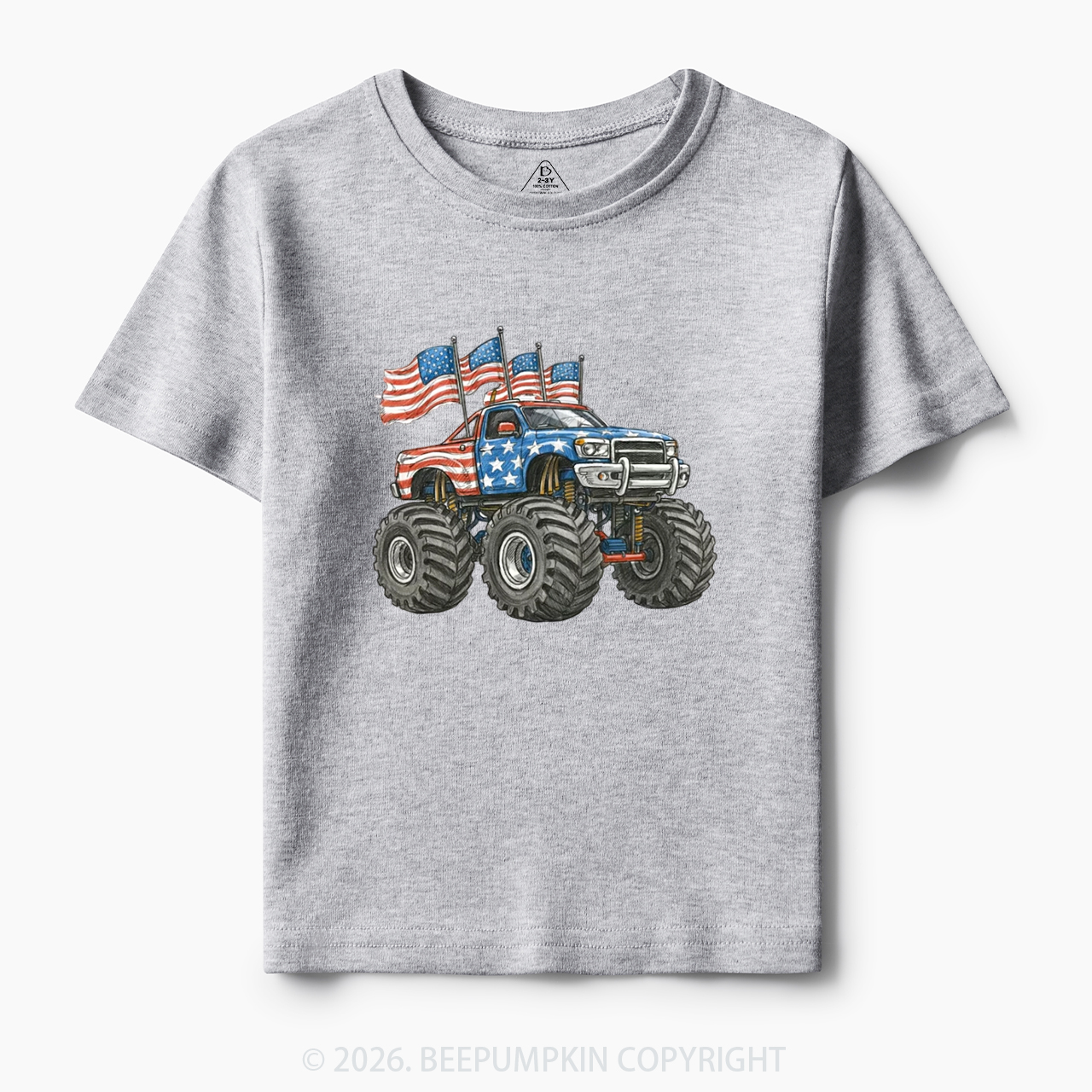 4th Of July Monster Truck American Flag Toddler&Kid's Tees