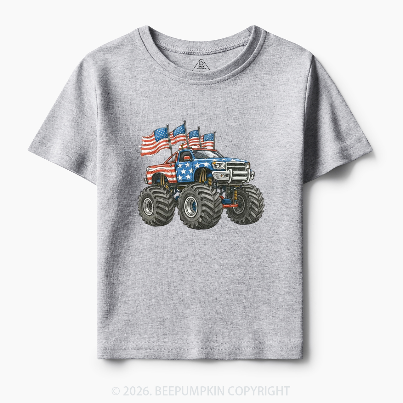4th Of July Monster Truck American Flag Toddler&Kid's Tees