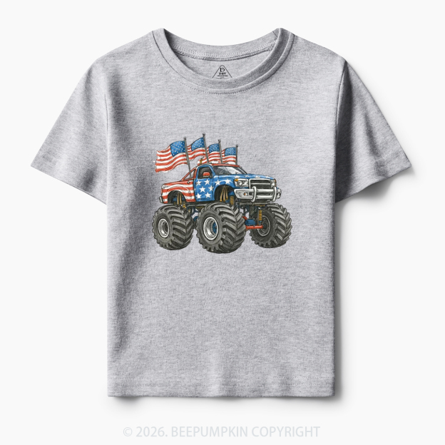 4th Of July Monster Truck American Flag Toddler&Kid's Tees