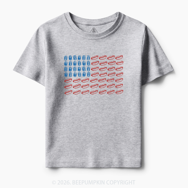 Funny 4th of July Hot Dog American Flag Toddler&Kid's Tees