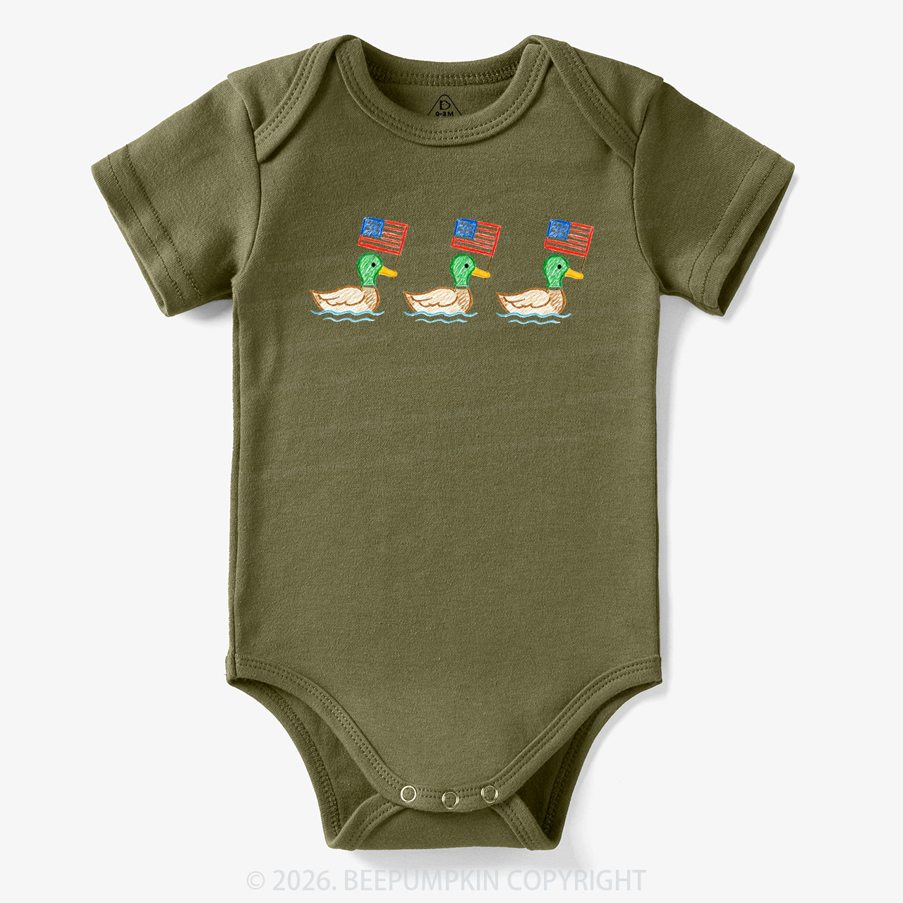 USA Mallard Ducks 4th of July Patriotic Bodysuit
