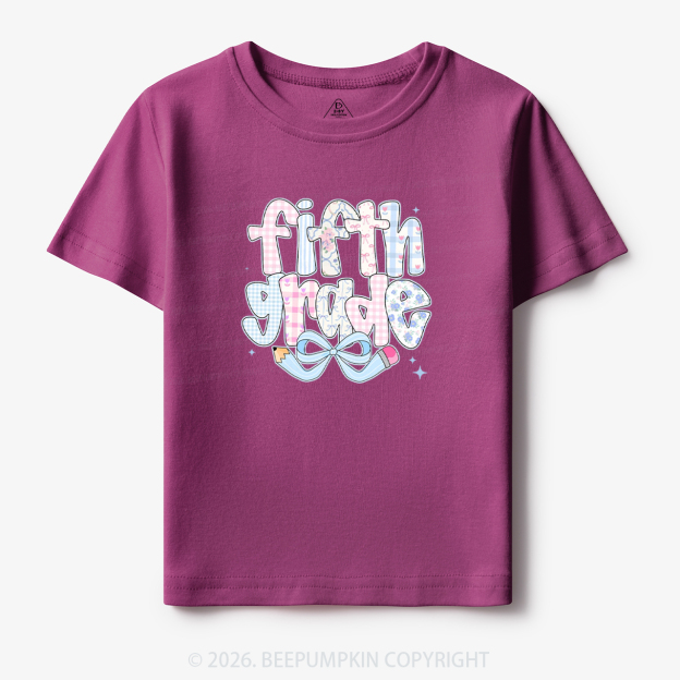 Personalized Preppy Back To School Coquette Pencil Bow Toddler&Kid's Tees