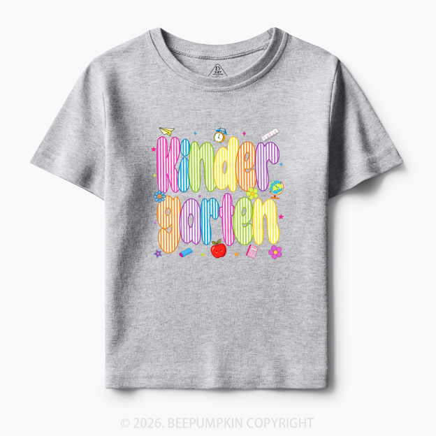 Personalized Preppy Back To School Colorful Stripes Toddler&Kid's Tees