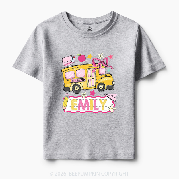 Personalized Name School Bus Back To School Toddler&Kid's Tees