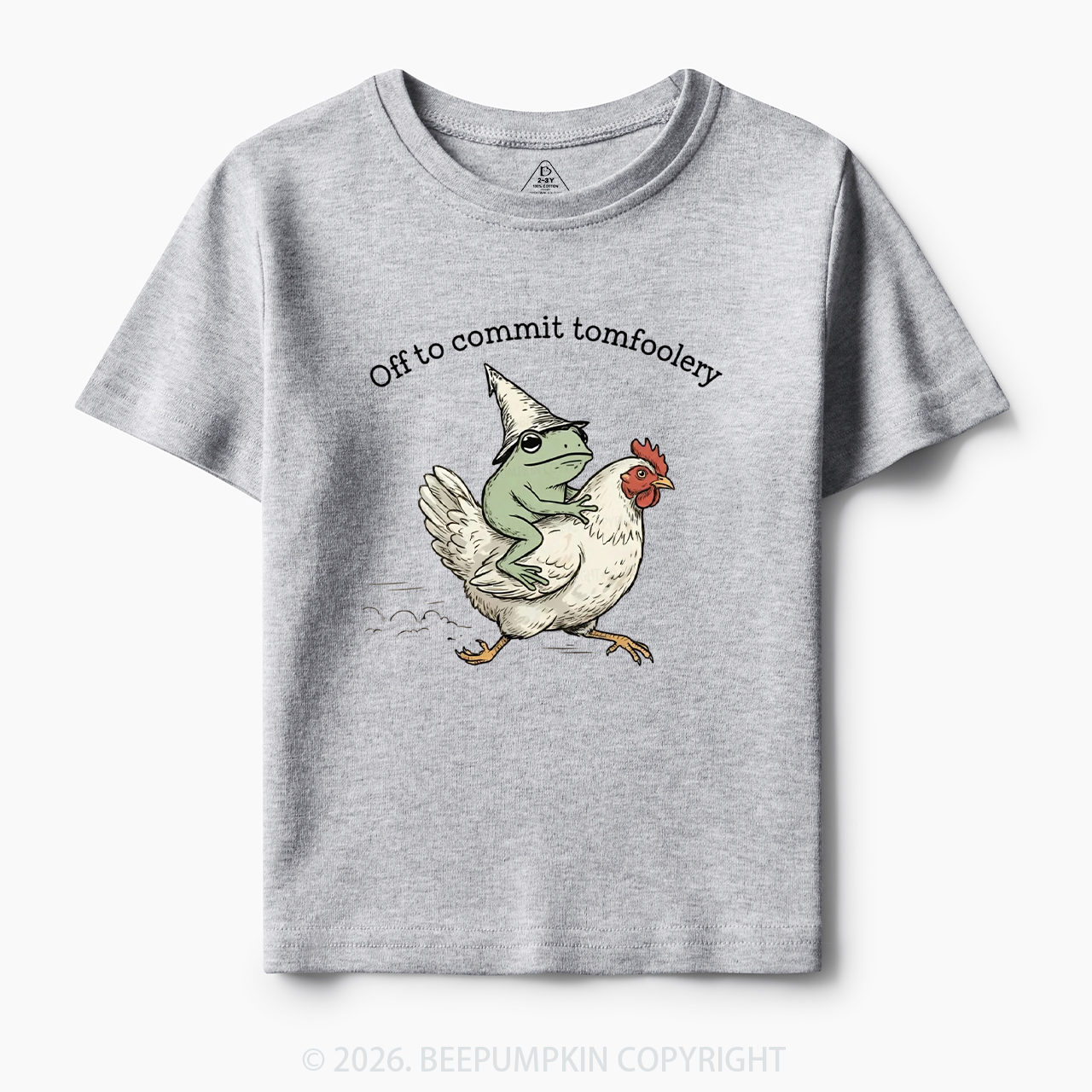 Frog Riding Chicken Off to Commit Tomfoolery Toddler&Kid's Tees