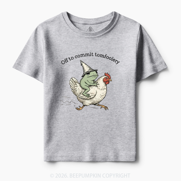 Frog Riding Chicken Off to Commit Tomfoolery Toddler&Kid's Tees