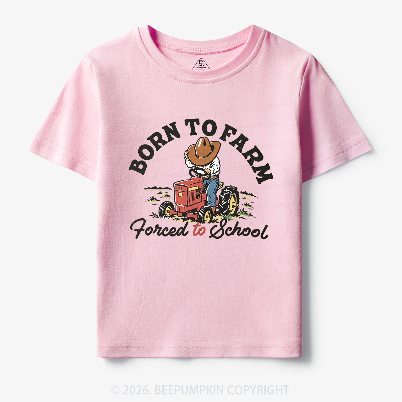  Born to Farm Forced to School Tractor Cowboy Toddler&Kid's Tees