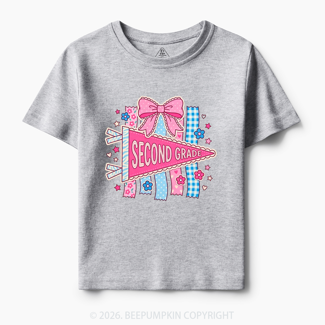 Personalized Pink Bow Pennant Back To School Toddler&Kid's Tees