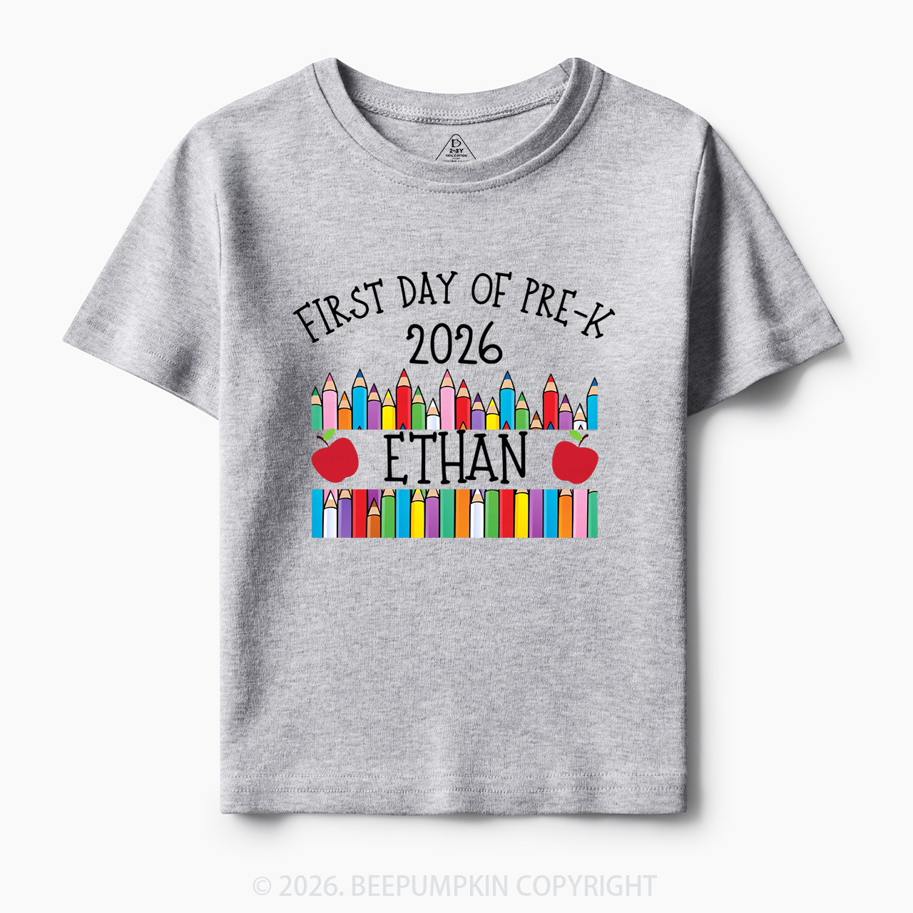 Personalized First Day Of Pre-K Crayon Toddler&Kid's Tees