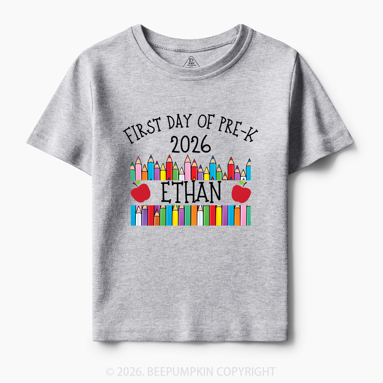 Personalized First Day Of Pre-K Crayon Toddler&Kid's Tees