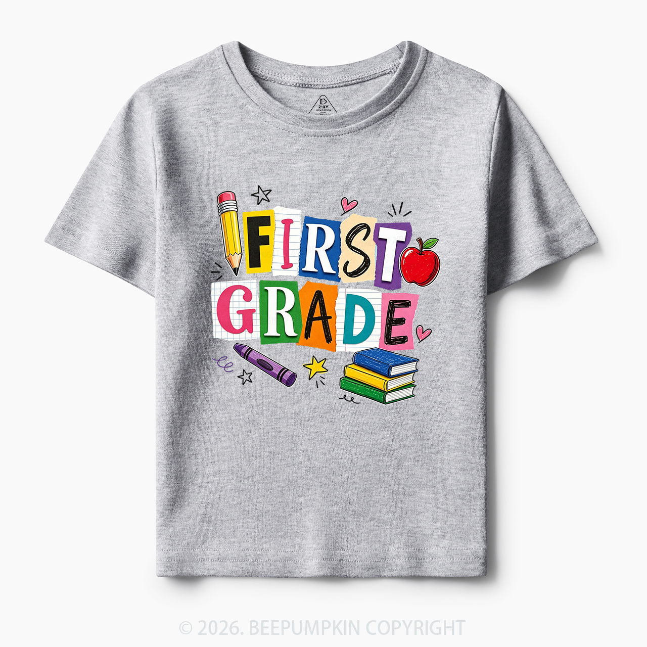 Personalized Colorful Bright School Vibes Doodle Toddler&Kid's Tees