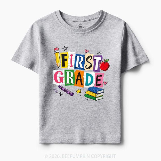 Personalized Colorful Bright School Vibes Doodle Toddler&Kid's Tees