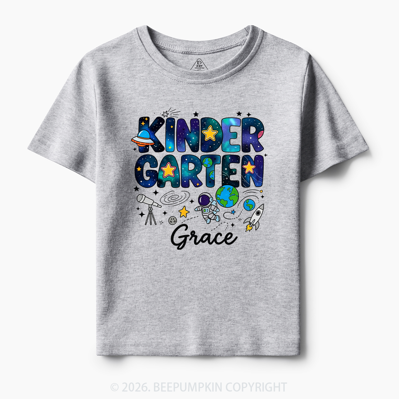 Personalized First Day of Kindergarten Outer Space Toddler&Kid's Tees