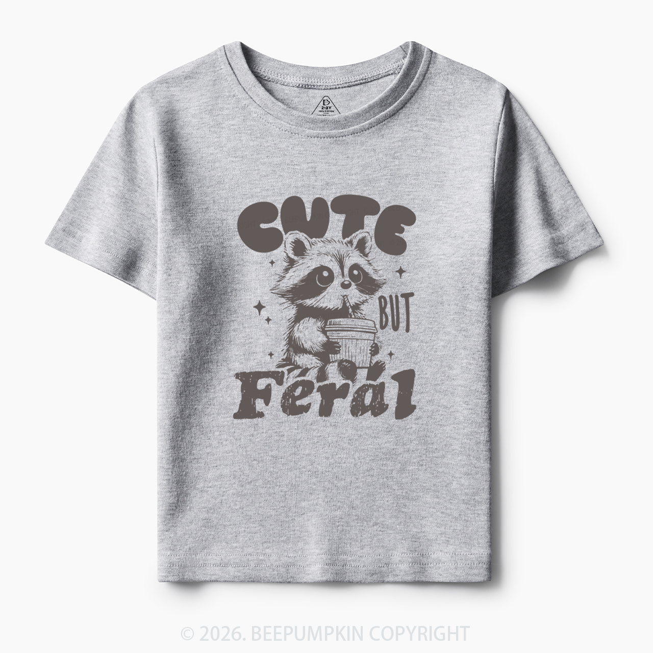 Funny Raccoon Cute But Feral Toddler&Kid's Tees