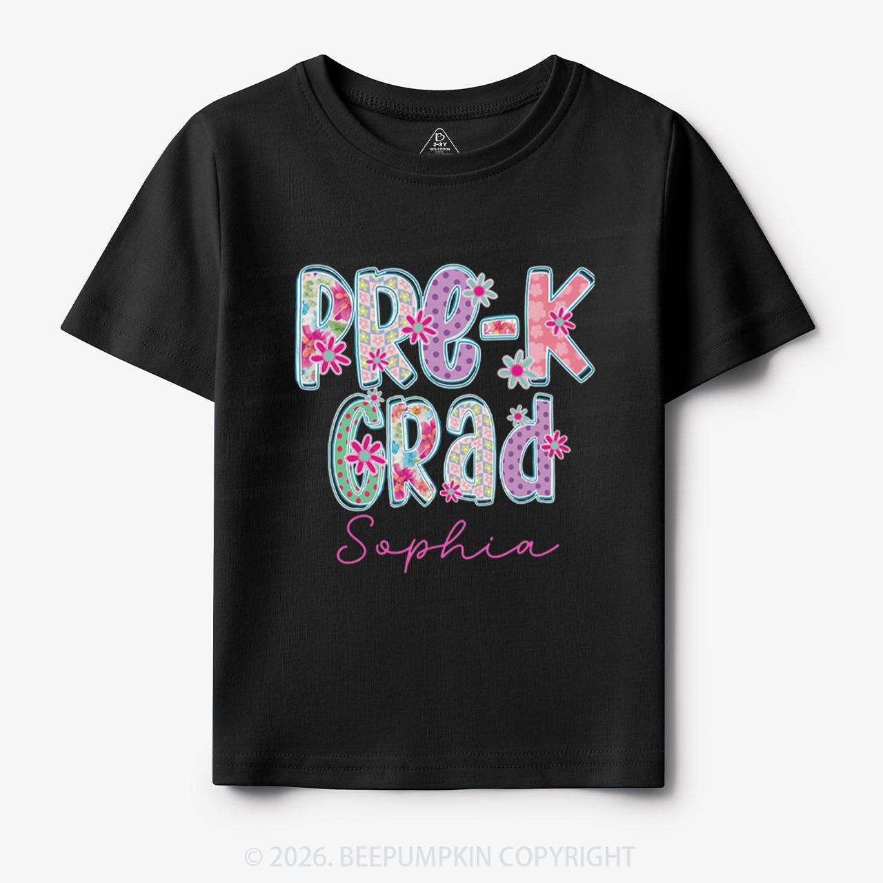 Personalized Name Sparkle Floral Pre‑K Grad Toddler&Kid's Tees