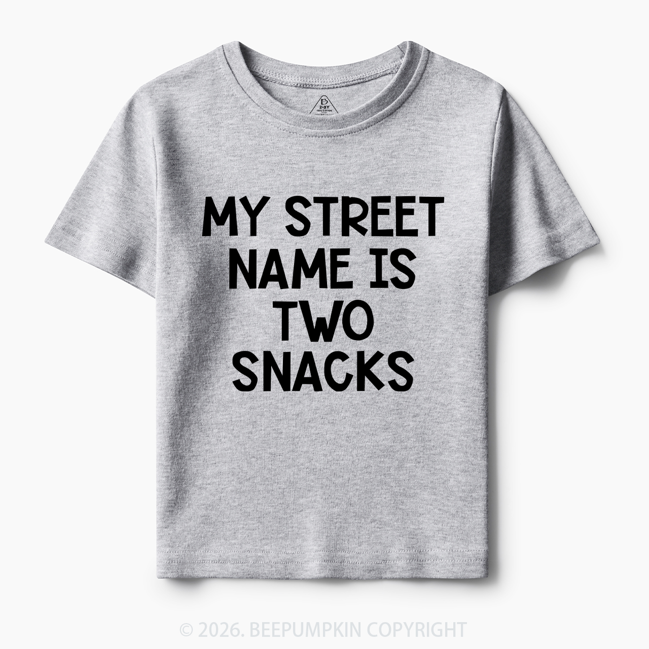 My Street Name Is Two Snacks Kids Shirt 7