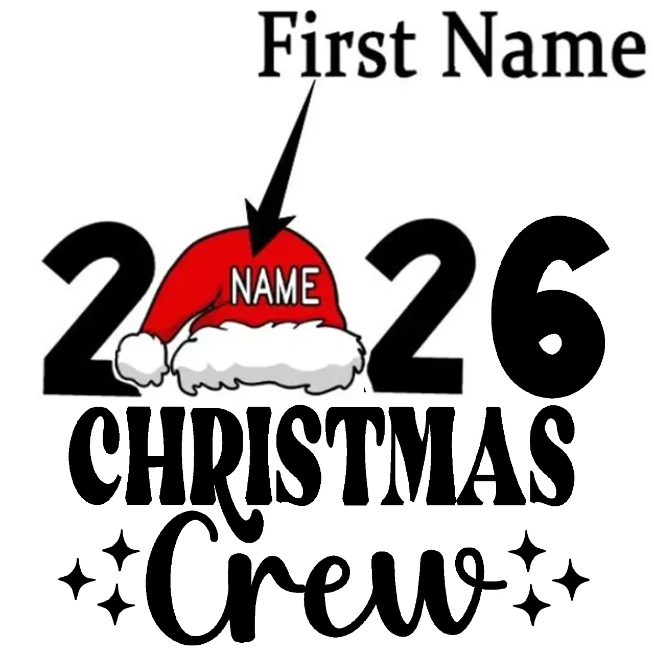 Personalized Christmas Crew 2026 Name On Santa Hat Pajamas