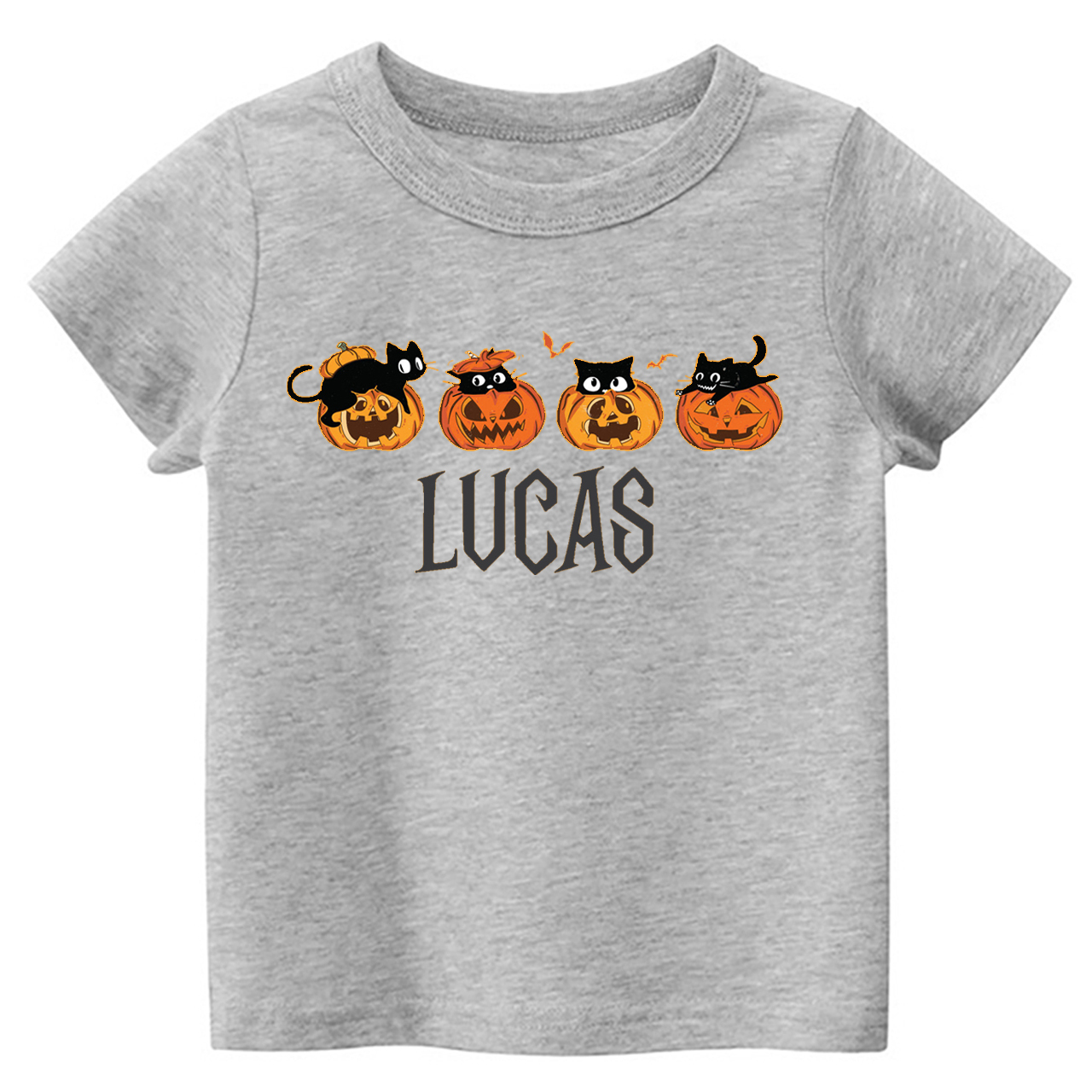 Personalized Halloween Pumpkin And Cat Kids Shirt 