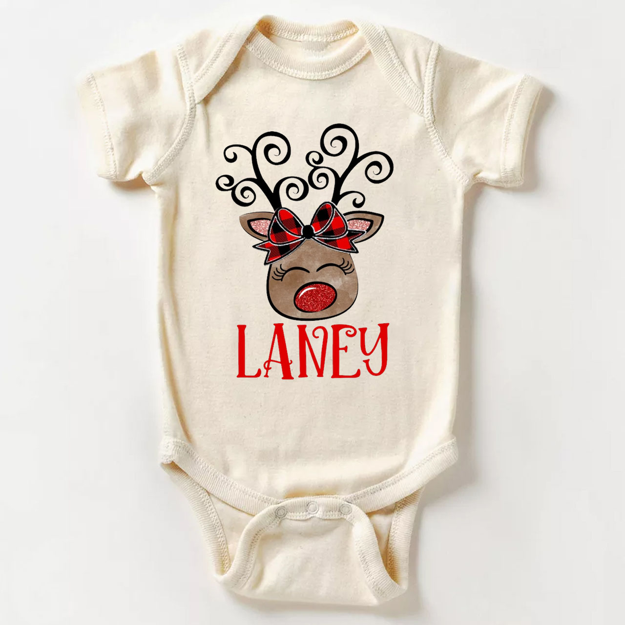 Personalized Reindeer Christmas Bodysuit For Baby