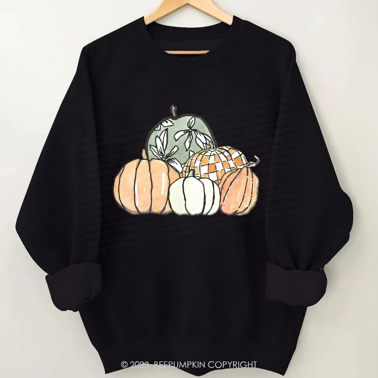 Autumn Fall Sweatshirt-Watercolor Pumpkins