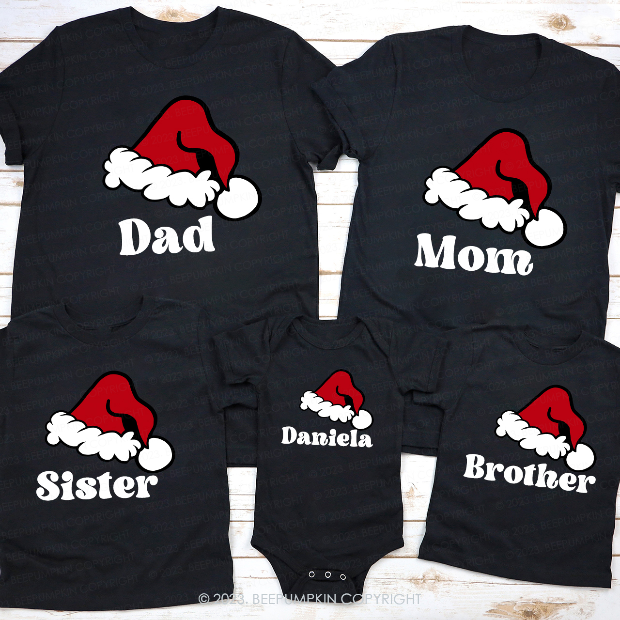 Santa Hat Personalized Matching Family Shirts