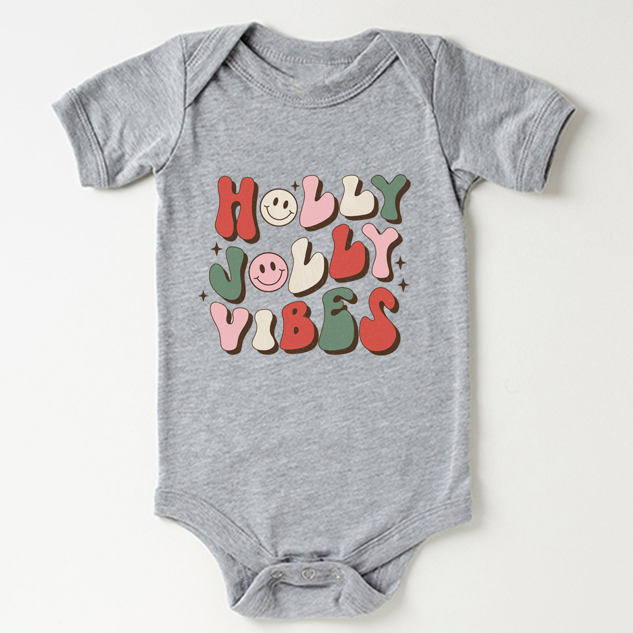 Cute Natural Holly Jolly Vibes Bodysuit For Baby
