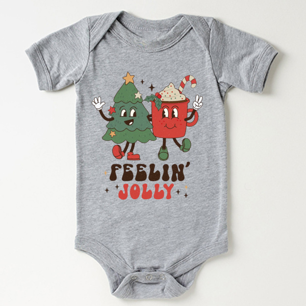 Feelin Jolly Christmas Natural Bodysuit For Baby Beepumpkin