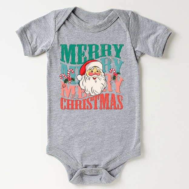 Merry Christmas Cute Santa Natural Bodysuit For Baby Beepumpkin