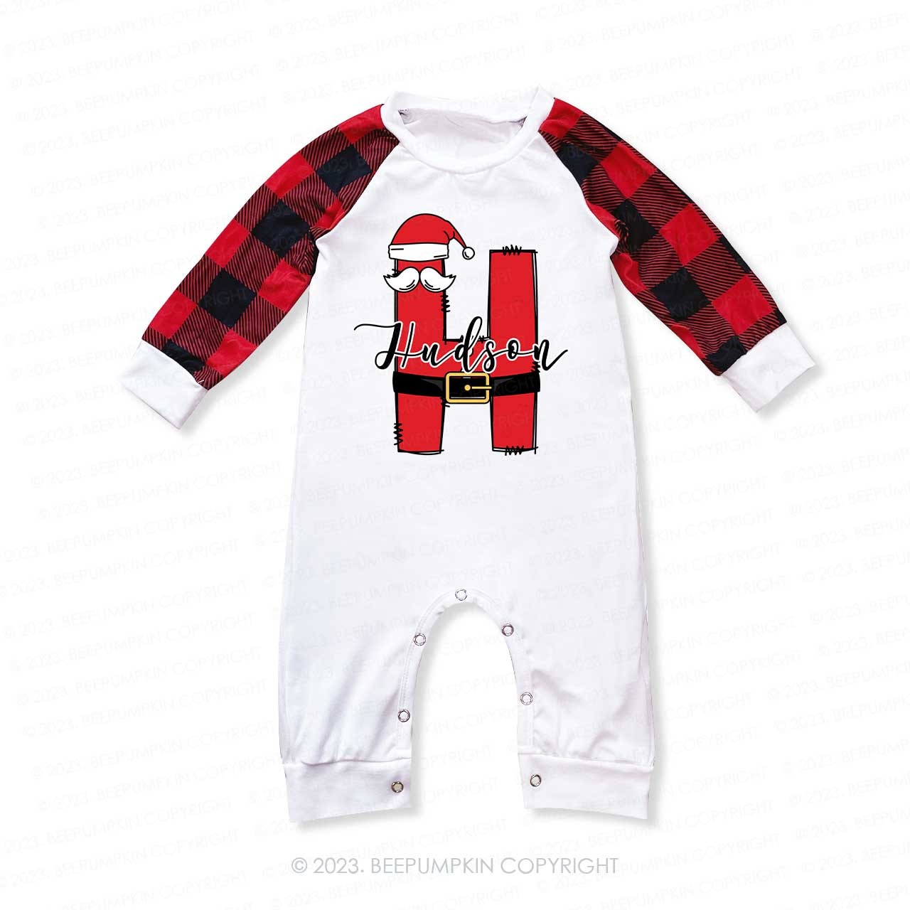 Santa Hat Christmas Monogram Family Matching Pajamas Beepumpkin