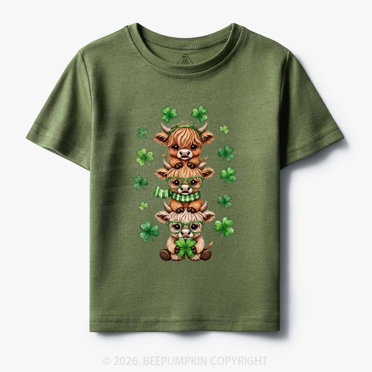 Highland Cow St. Patrick's Day Toddler&Kid's Tees Beepumpkin