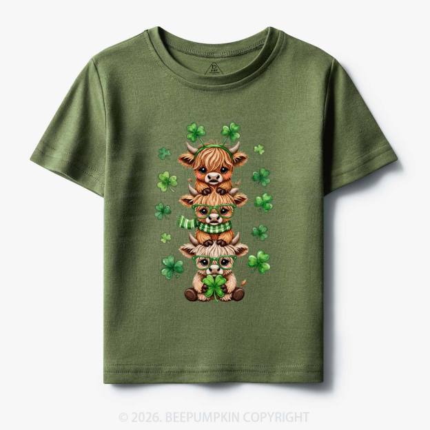 Highland Cow St. Patrick's Day Toddler&Kid's Tees Beepumpkin