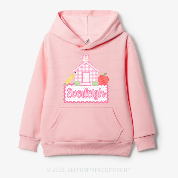Personalized Pink Schoolhouse Kid's Hoodies Beepumpkin