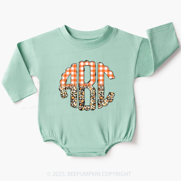 Leopard Monogram Baby Bubble Romper Beepumpkin