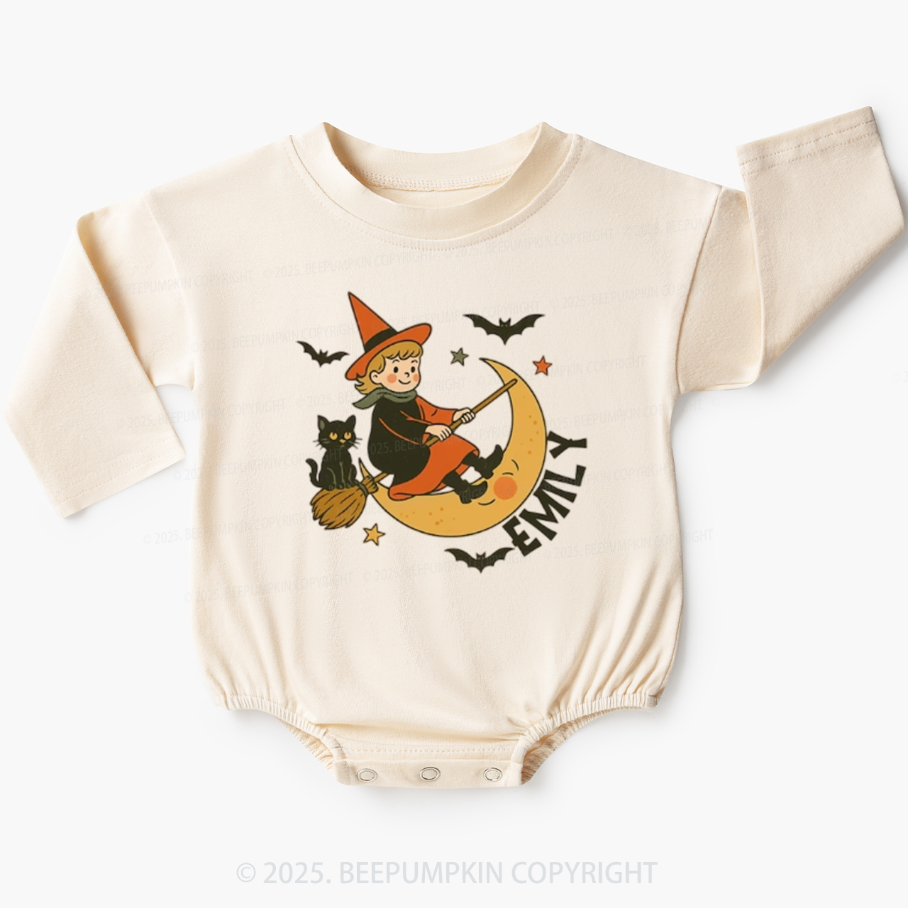 Personalized Vintage Halloween Baby Bubble Romper Beepumpkin