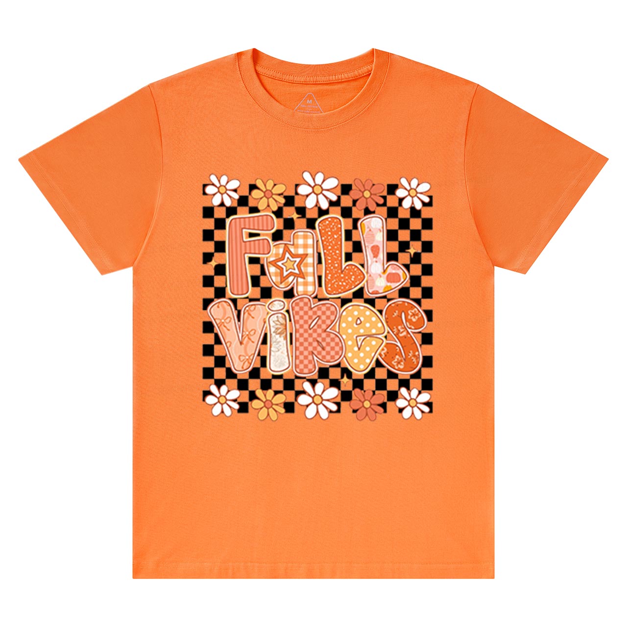 Floral Fall Checkered T-Shirts Beepumpkin