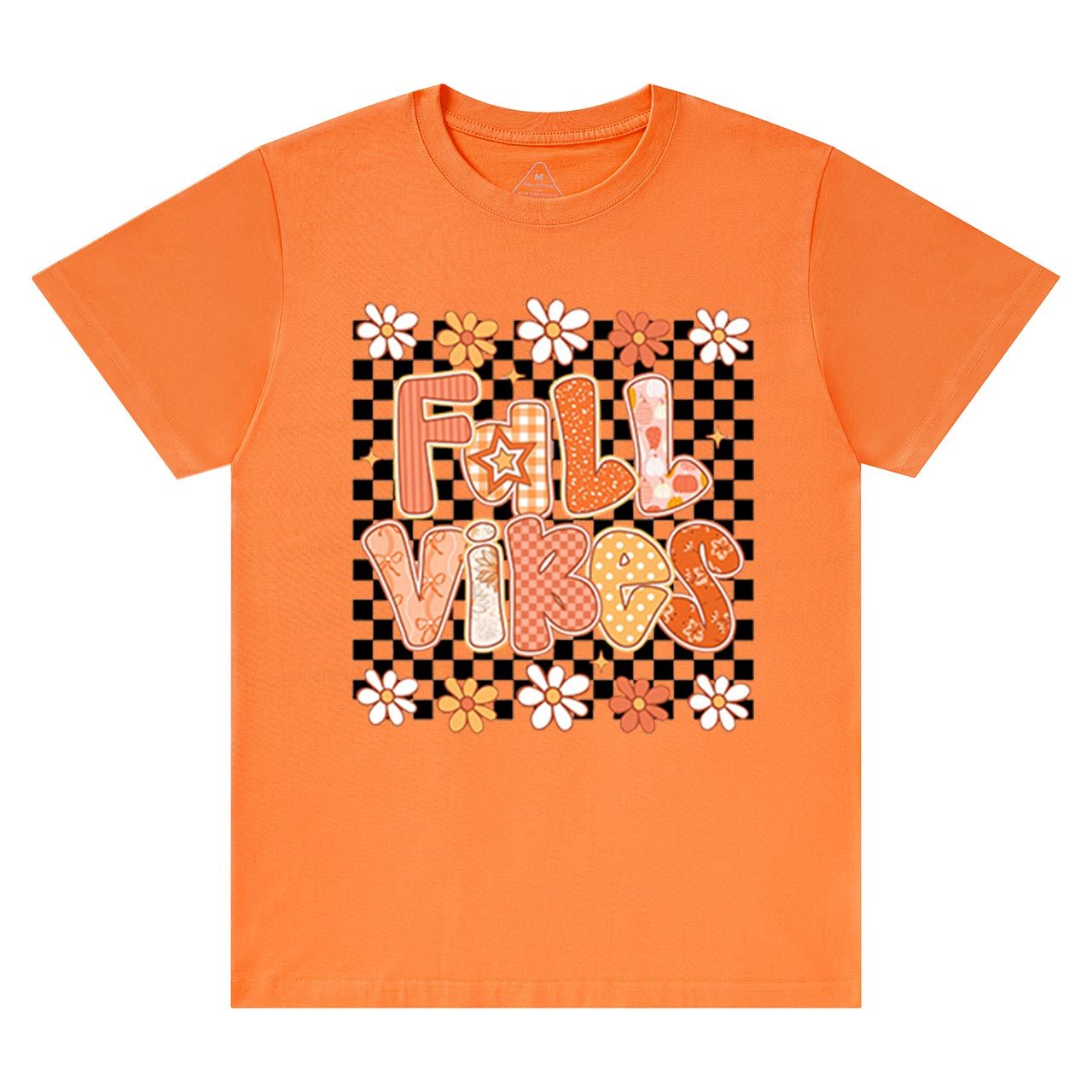 Floral Fall Checkered T-Shirts Beepumpkin