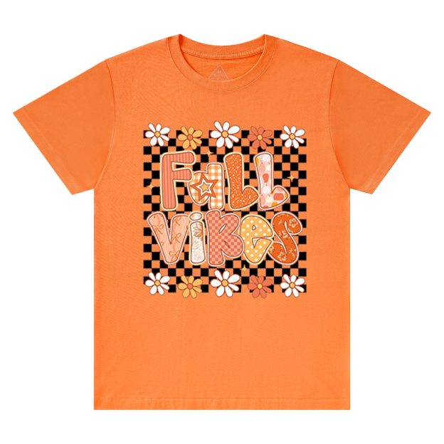 Floral Fall Checkered T-Shirts Beepumpkin