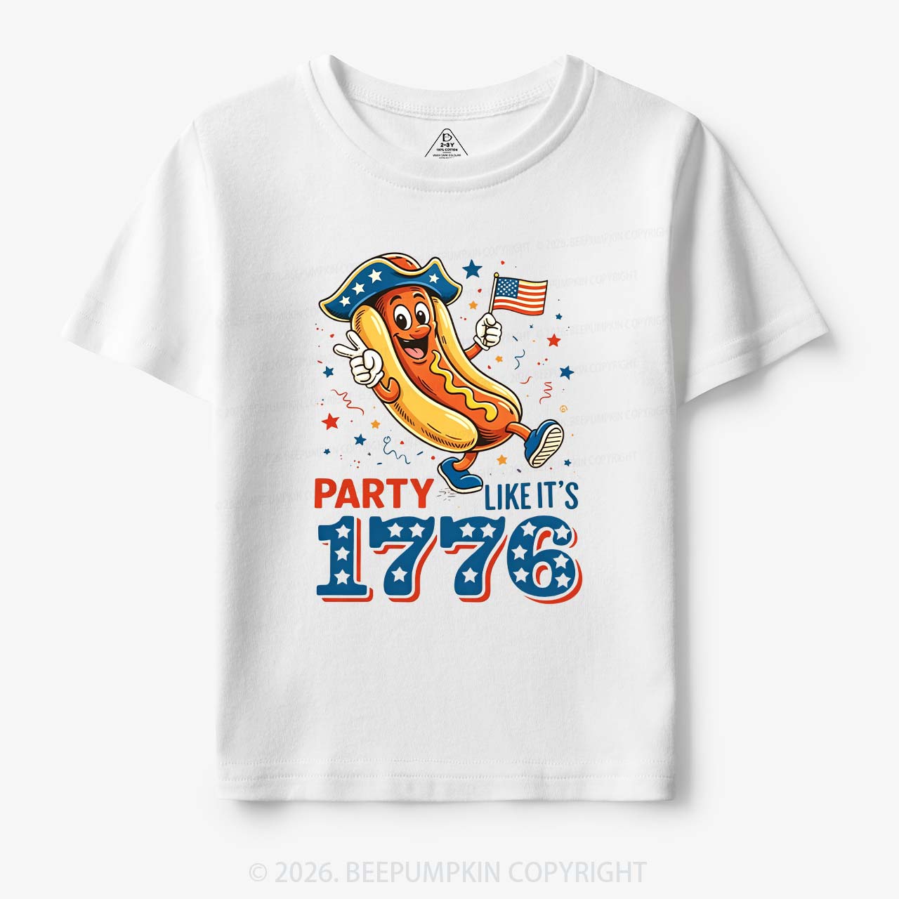 Party Like It's 1776 4th Of July Hot Dog Toddler&Kid's Tees