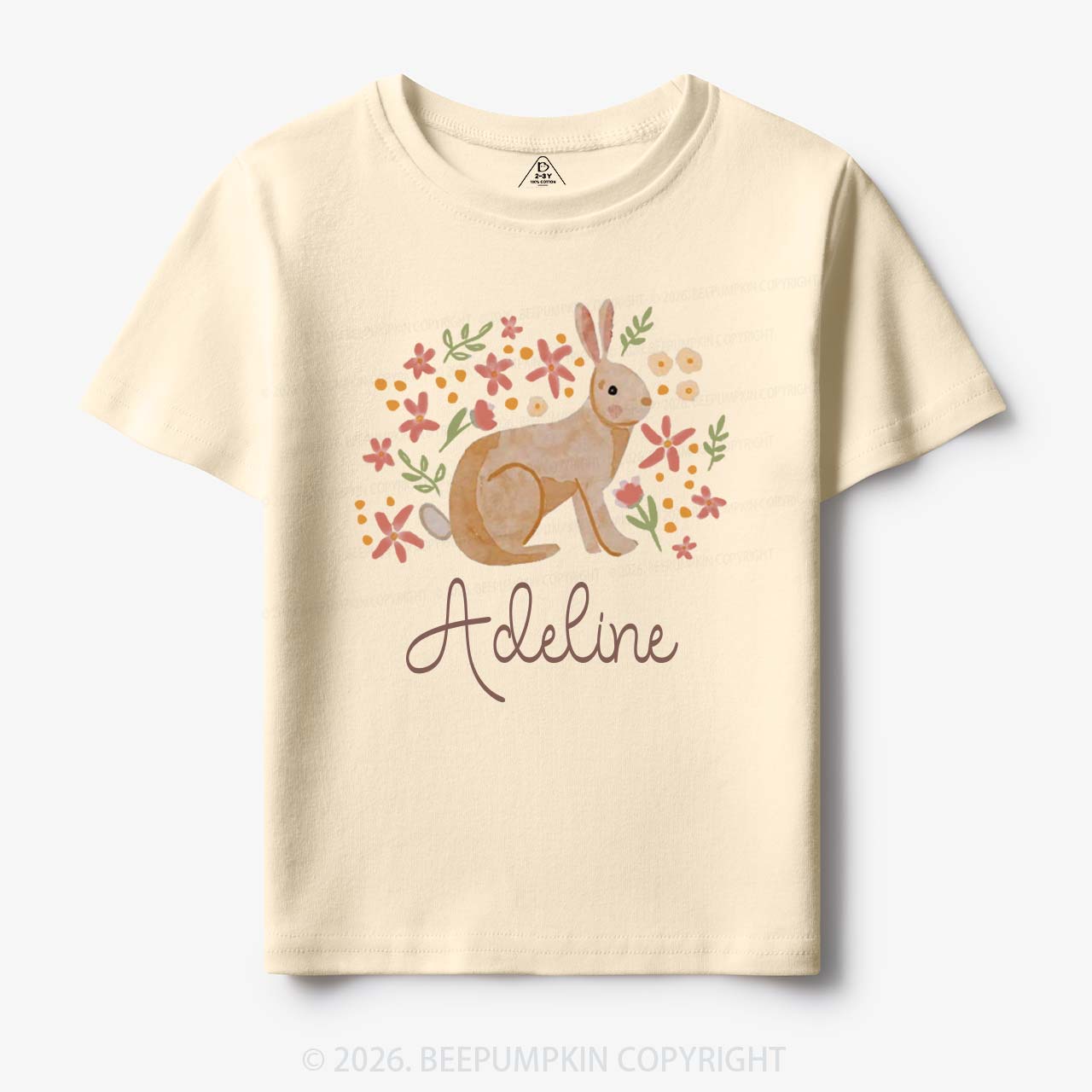 Personalized Watercolor Bunny Blooms Toddler&Kid's Tees
