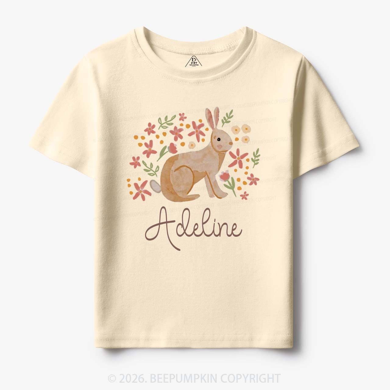 Personalized Watercolor Bunny Blooms Toddler&Kid's Tees
