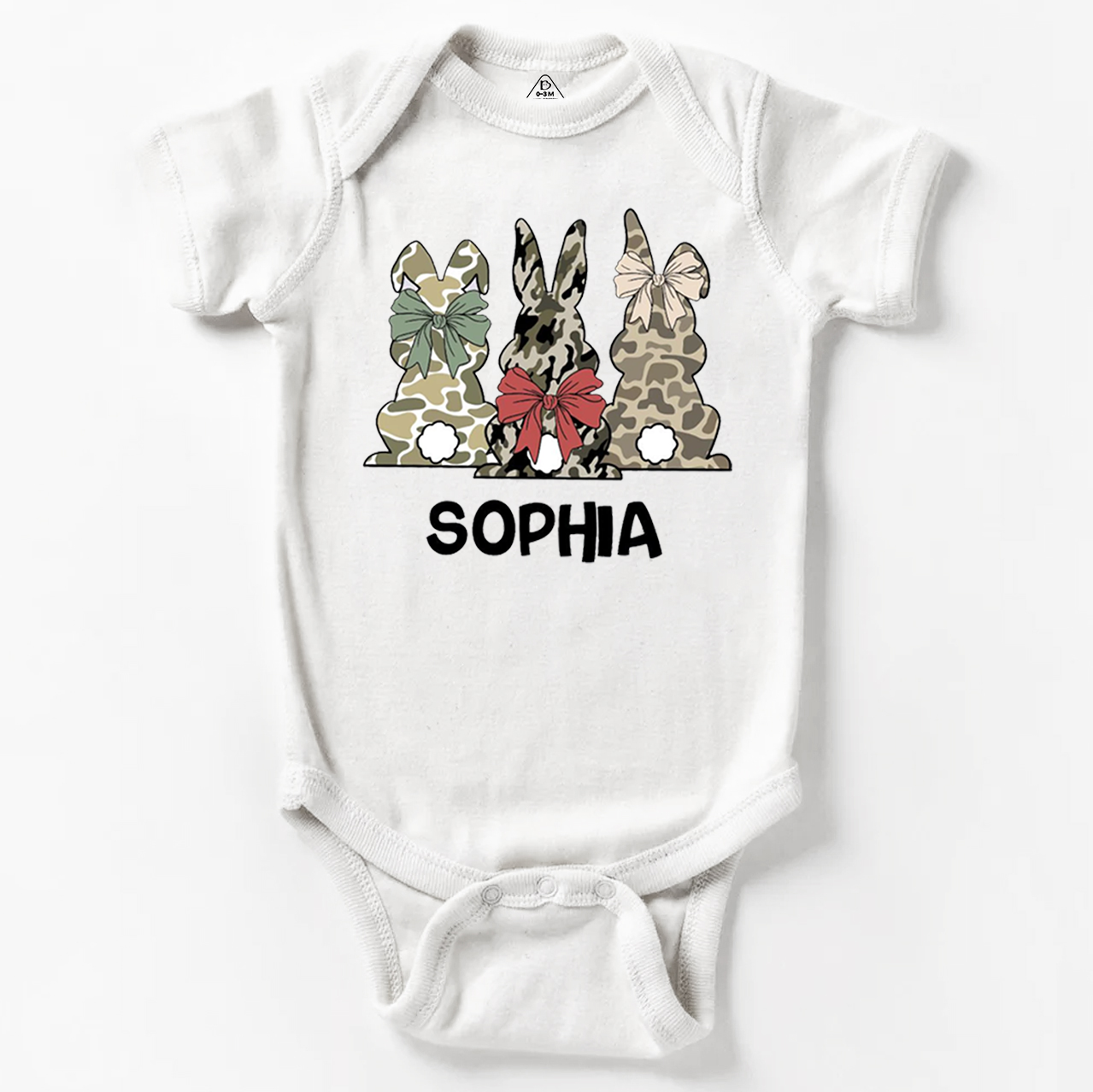 Personalized Name Camouflage Easter Bunny Bodysuit Beepumpkin